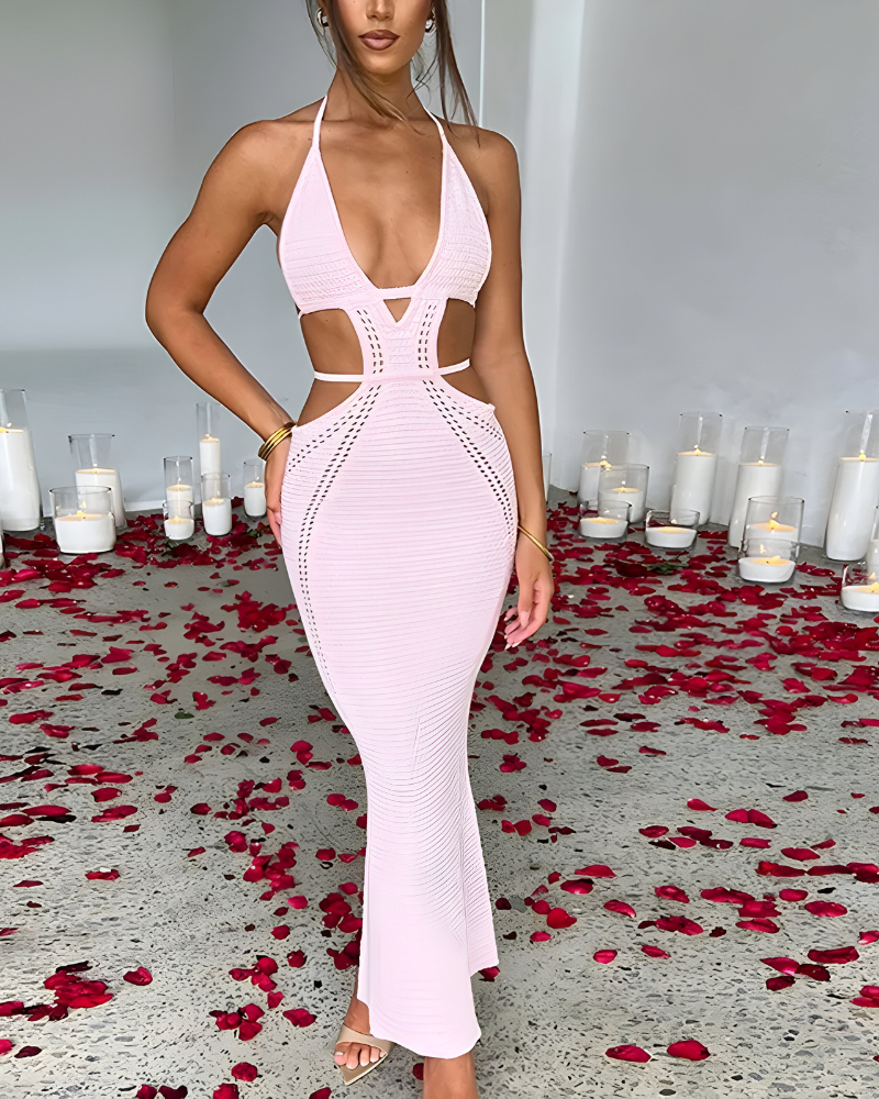 Yara™ | Szydełkowa maxi z dekoltem halter