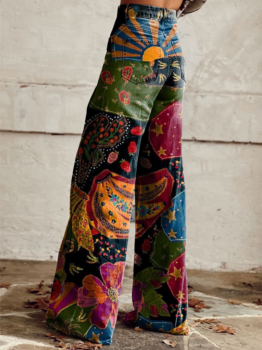 Cicha Klasa | Stylowe Boho Vintage Spodnie dla Eleganckiego Wyglądu