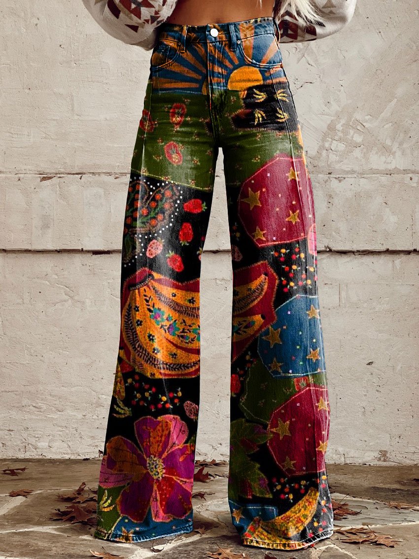 Cicha Klasa | Stylowe Boho Vintage Spodnie dla Eleganckiego Wyglądu