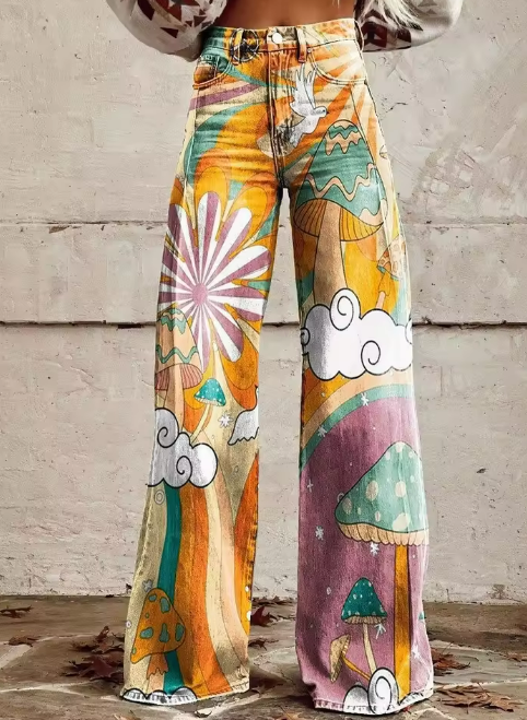 Cicha Klasa | Stylowe Boho Vintage Spodnie dla Eleganckiego Wyglądu